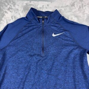 Nike Running Shirt Mens Medium Heather Blue Quarter Zip Element Stretch Wicking